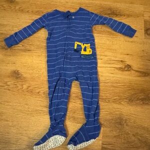 Carter's Blue Striped Footie with Yellow Pocket